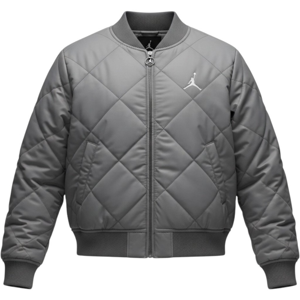 Jordan Quilted Bomber Jacket Kids Size‎ 7 Grey Good Jumpman Full Zip Varsity
